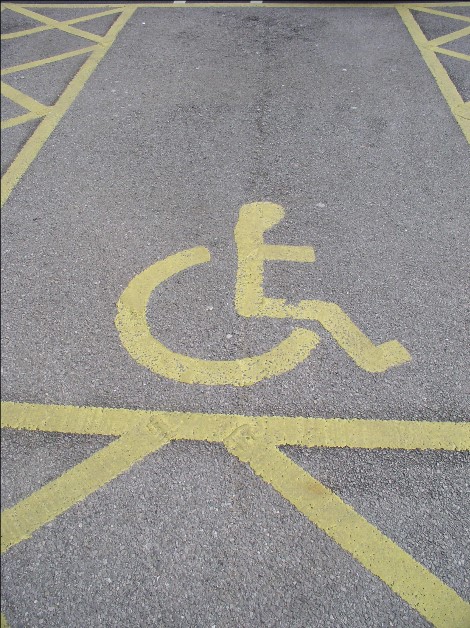 the actual spaces are marked with a wheelchair symbol