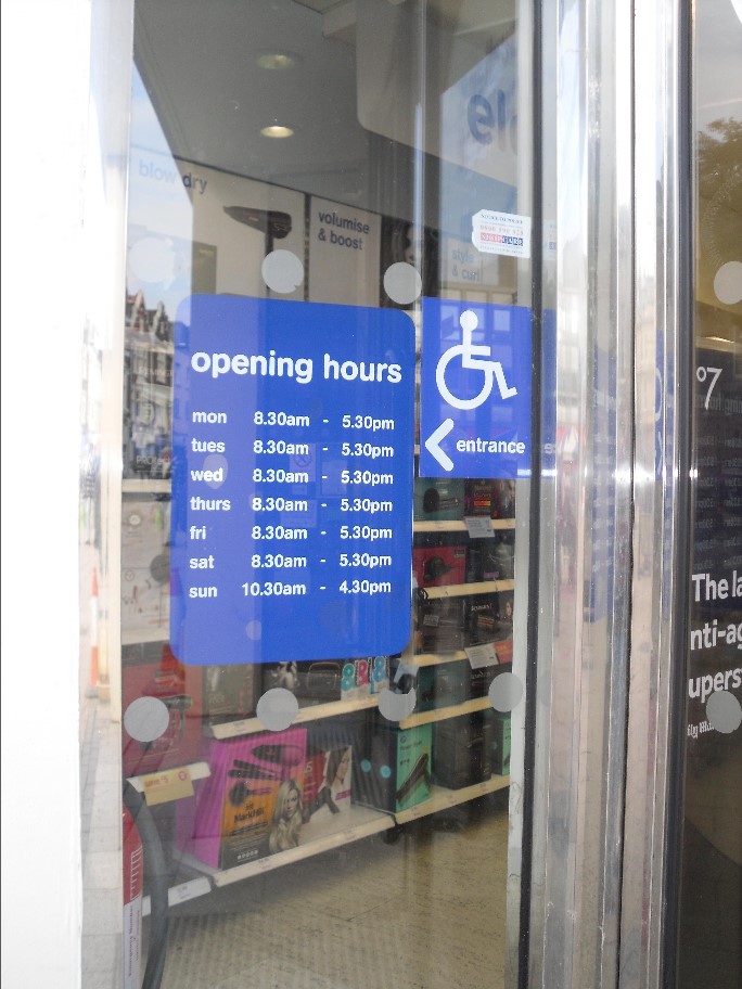 Some shops have separate wheelchair entrances,